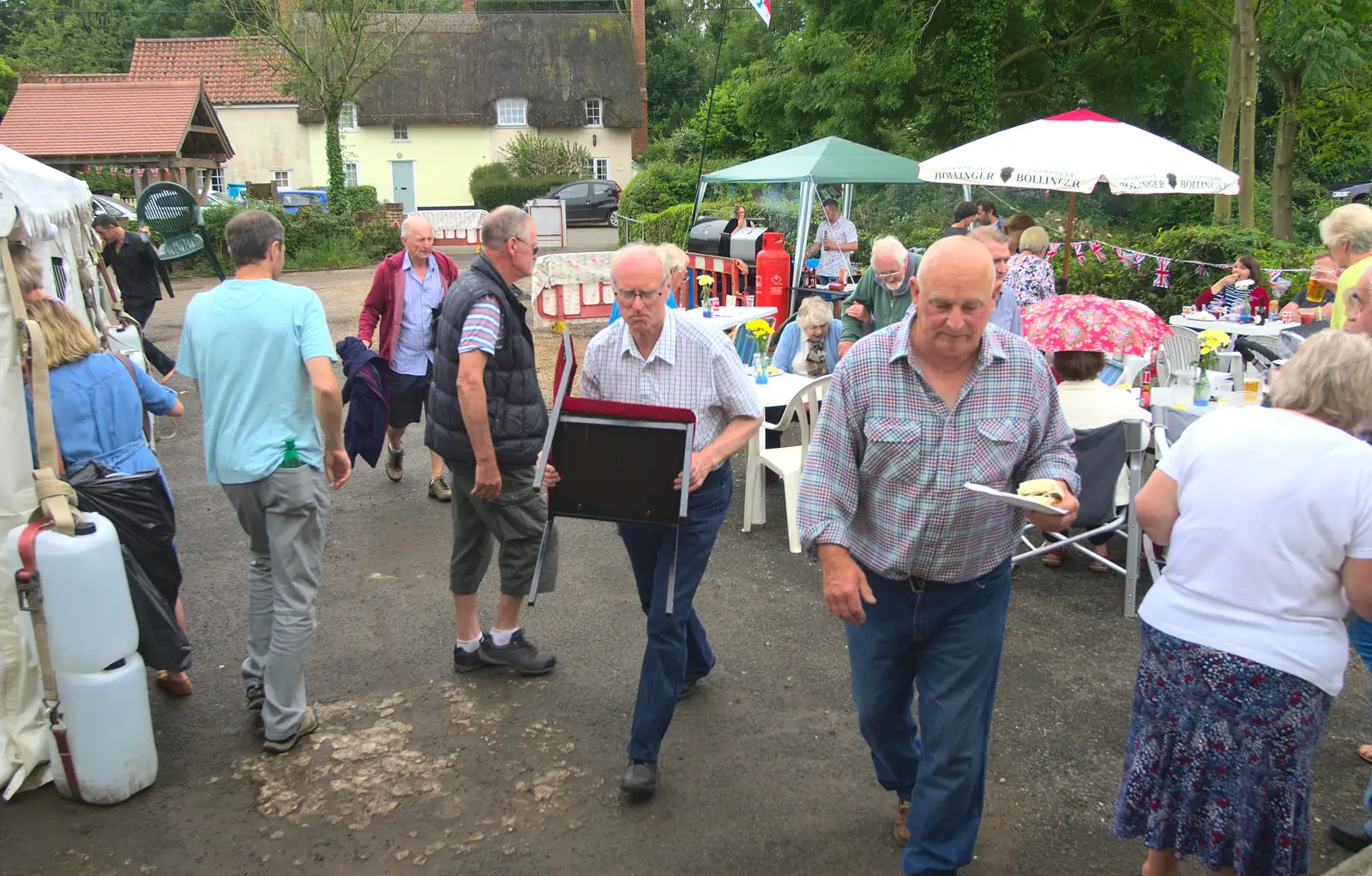 There's a minor panic as it starts raining, from The Queen's Village Hall Birthday, Brome, Suffolk - 12th June 2016