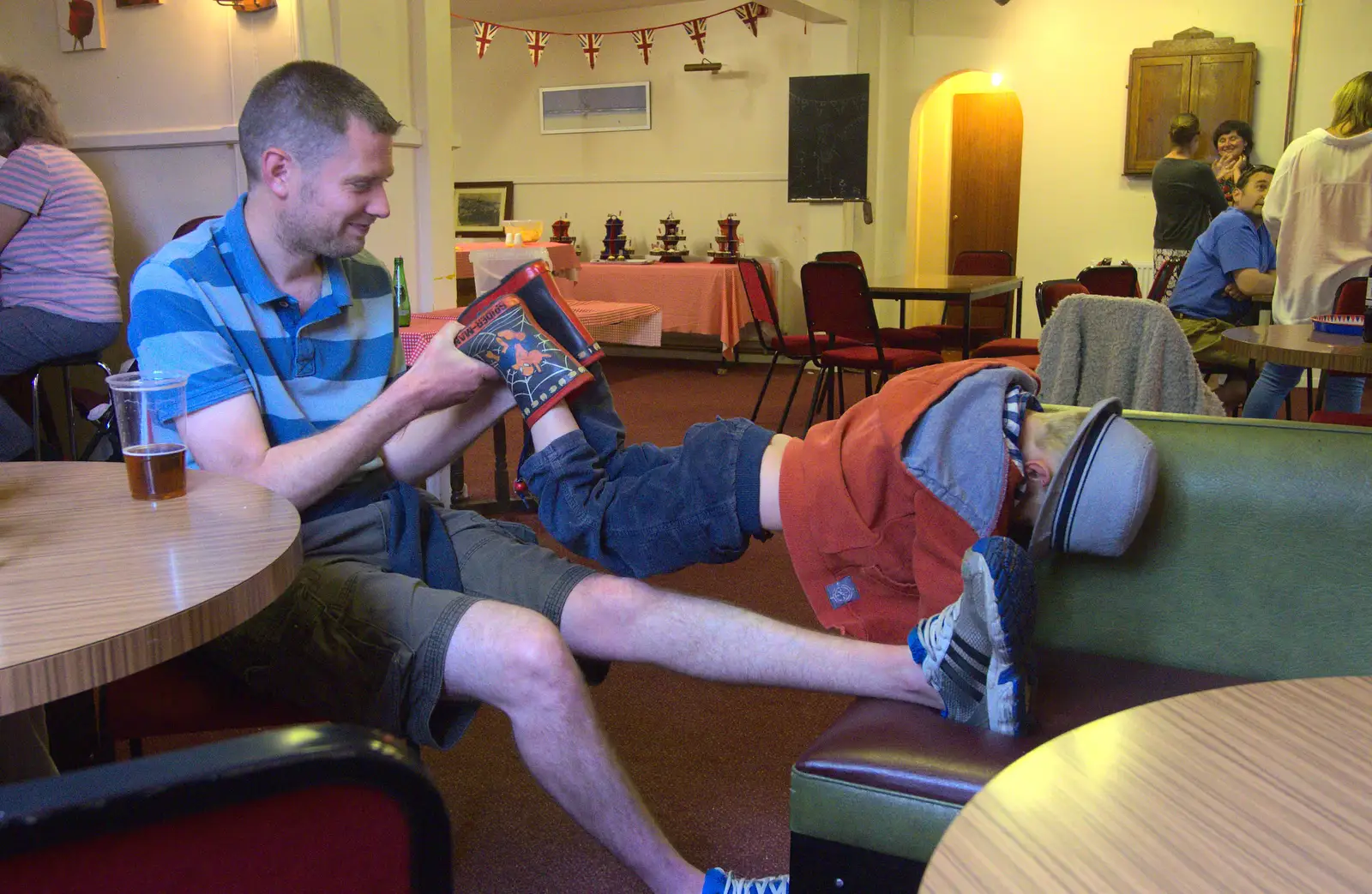 Harry pretends to be a bridge, from The Queen's Village Hall Birthday, Brome, Suffolk - 12th June 2016