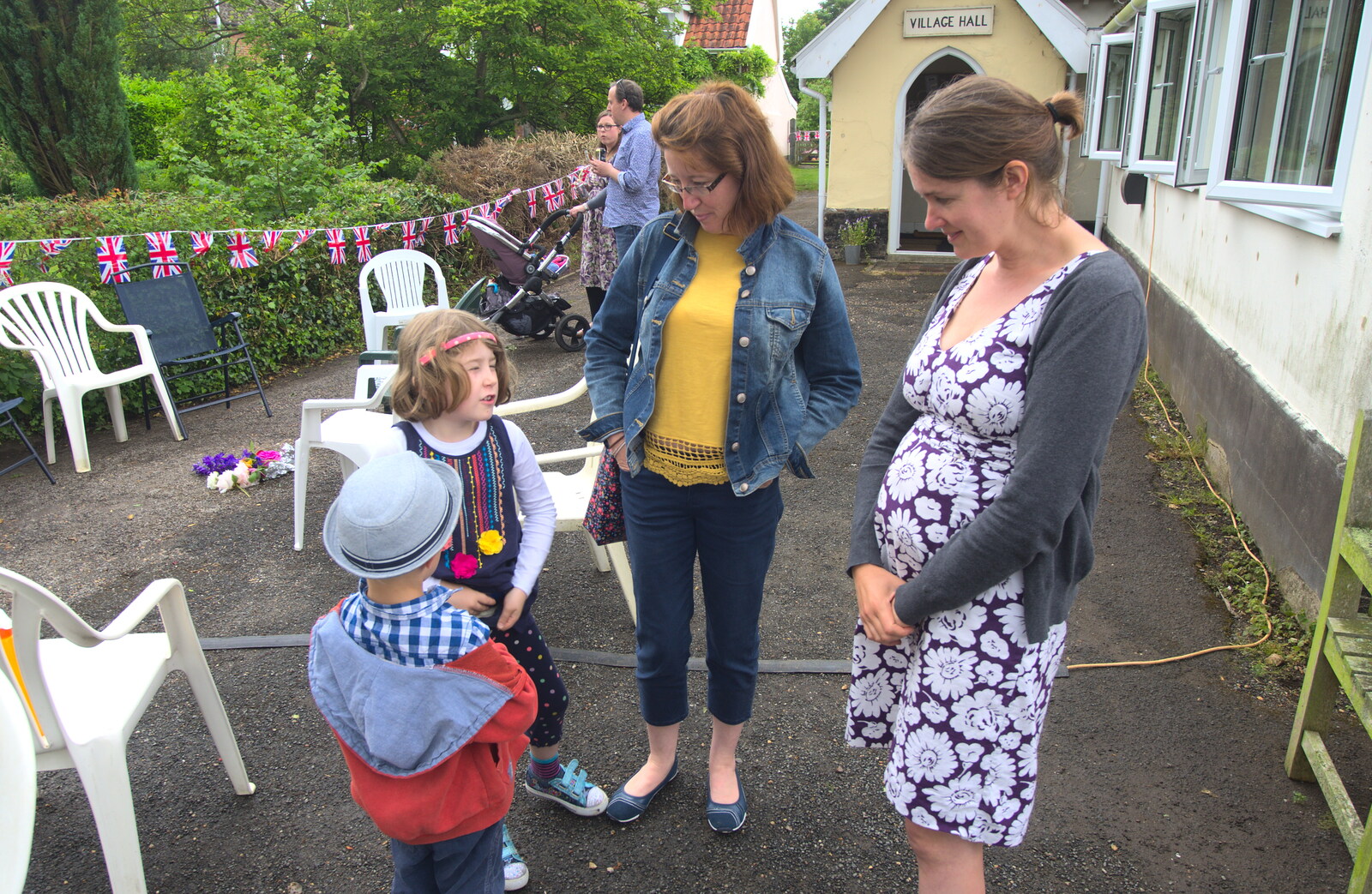 Suzanne and Isobel chat to Harry and Amelia from The Queen's Village Hall Birthday, Brome, Suffolk - 12th June 2016