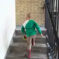 Harry stomps up the staircase, Caoimhe the Shoe's Desk, Highbury, London - 18th June 2016