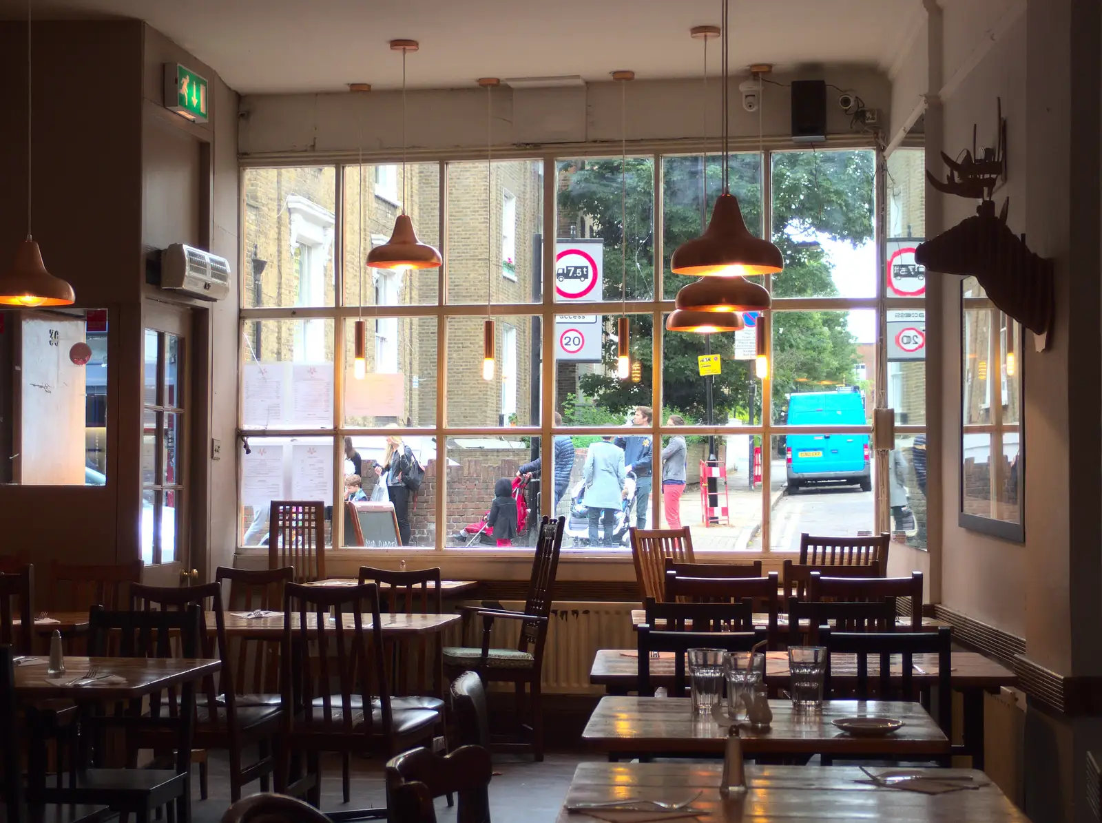 Street life through the restaurant window, from Caoimhe the Shoe's Desk, Highbury, London - 18th June 2016