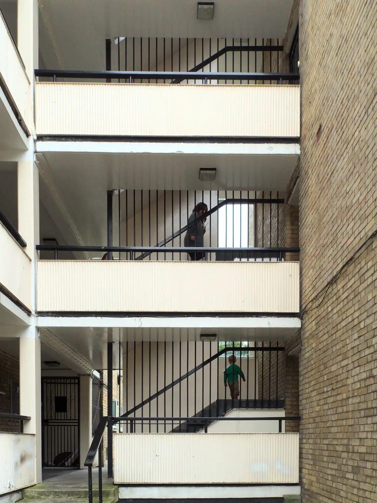 Harry and Isobel on the stairs, from Caoimhe the Shoe's Desk, Highbury, London - 18th June 2016