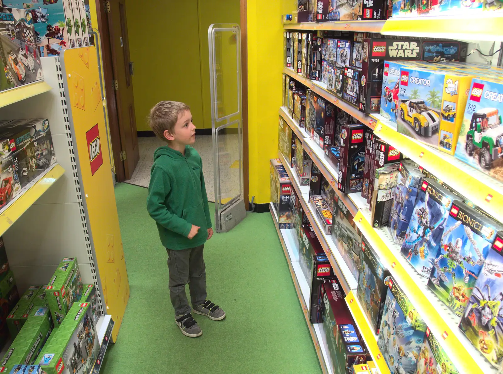 Fred looks at all the Lego in Jarrold's, from A Trip to Norwich and Diss Markets, Norfolk - 25th June 2016