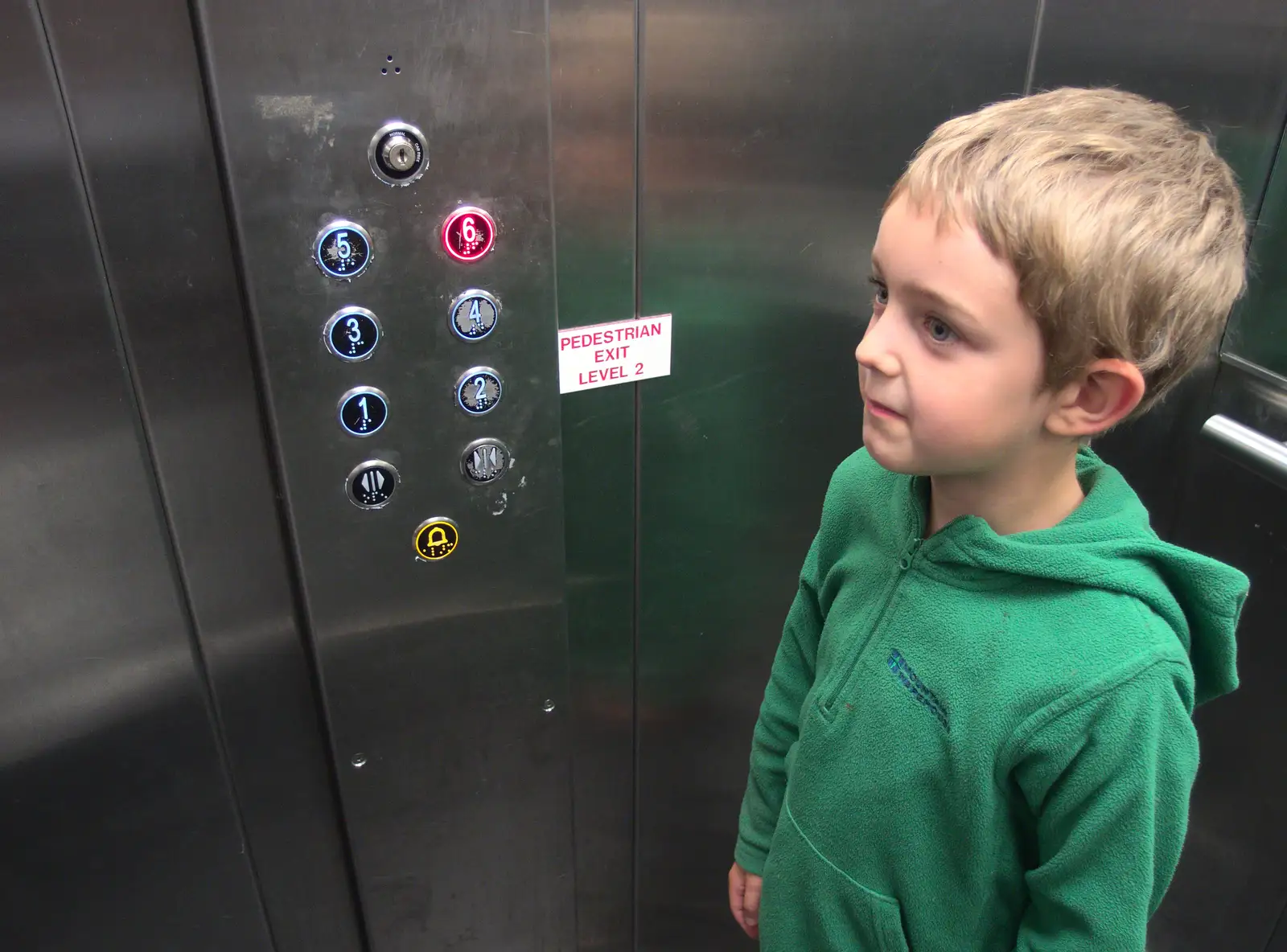 Fred in the lift, from A Trip to Norwich and Diss Markets, Norfolk - 25th June 2016