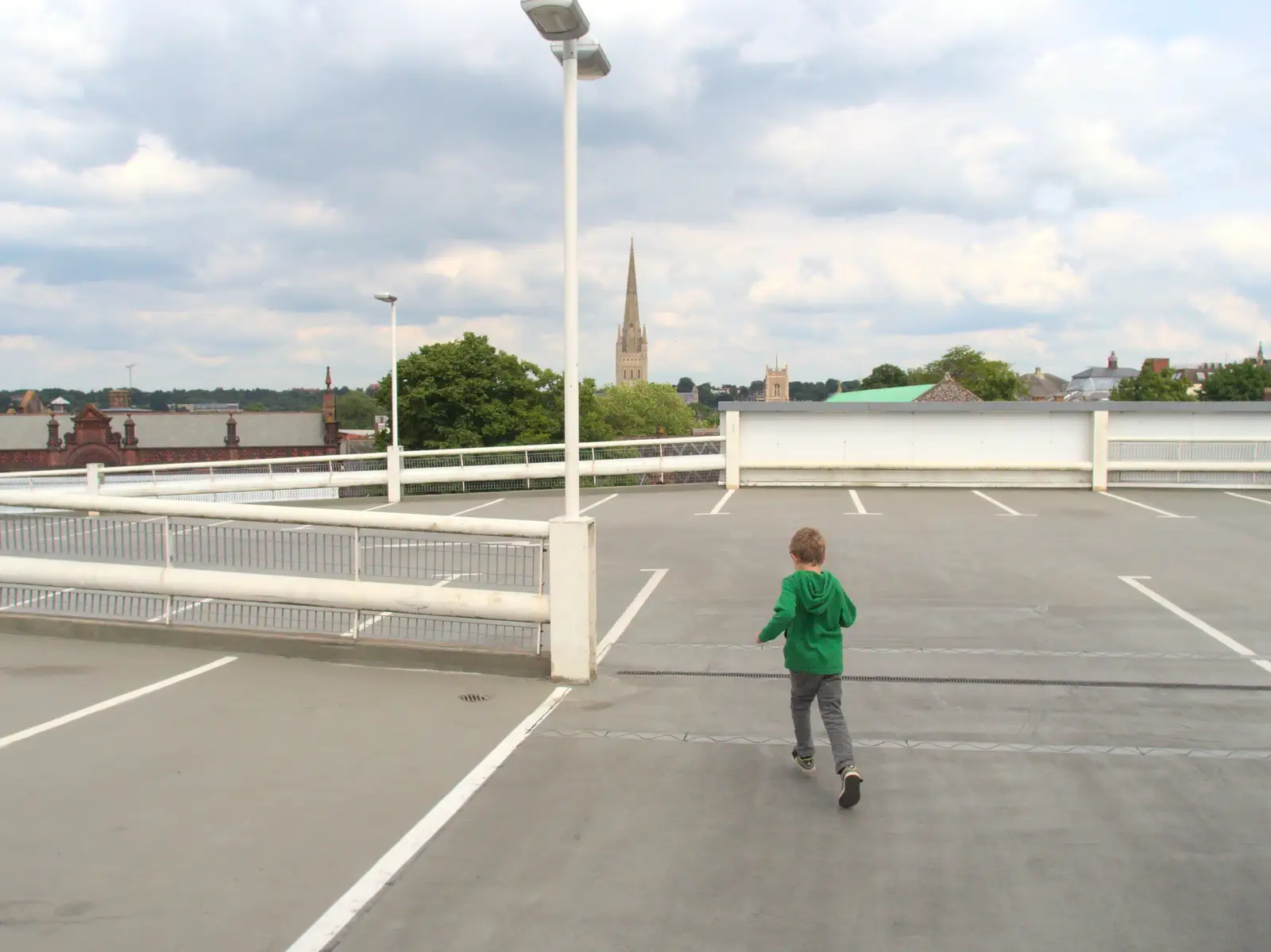 Fred runs around on roof of the car park, from A Trip to Norwich and Diss Markets, Norfolk - 25th June 2016