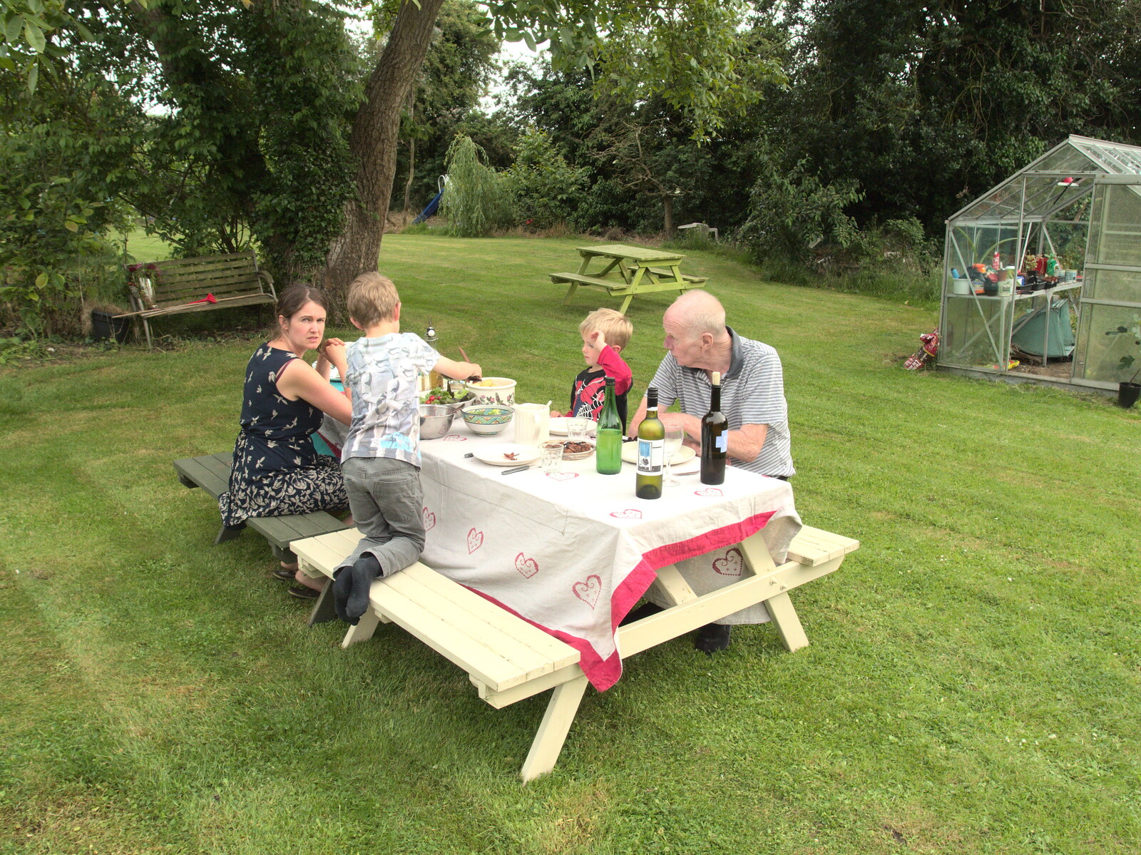 Lunch in the garden from A Trip to Norwich and Diss Markets, Norfolk - 25th June 2016