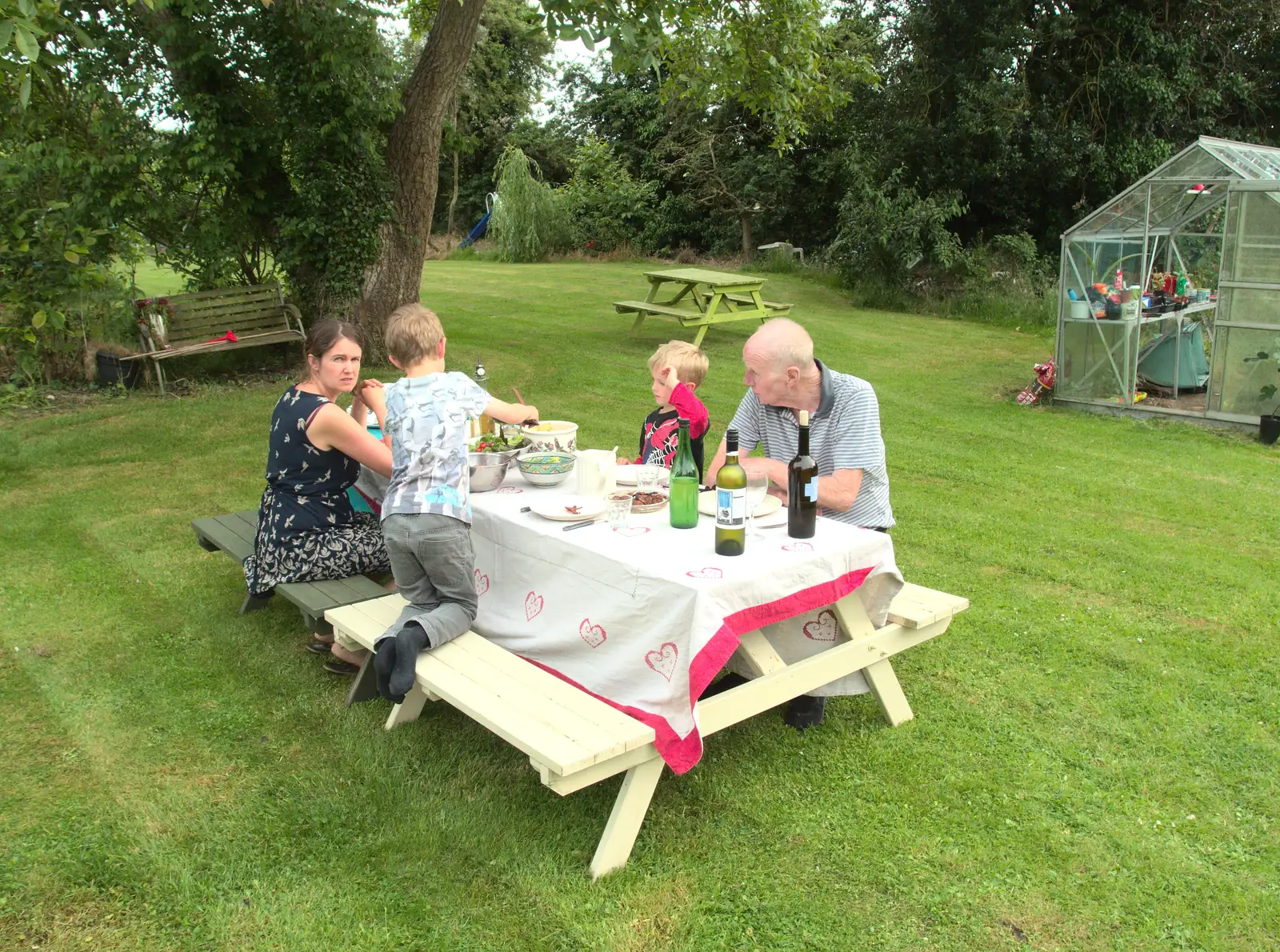 Lunch in the garden, from A Trip to Norwich and Diss Markets, Norfolk - 25th June 2016