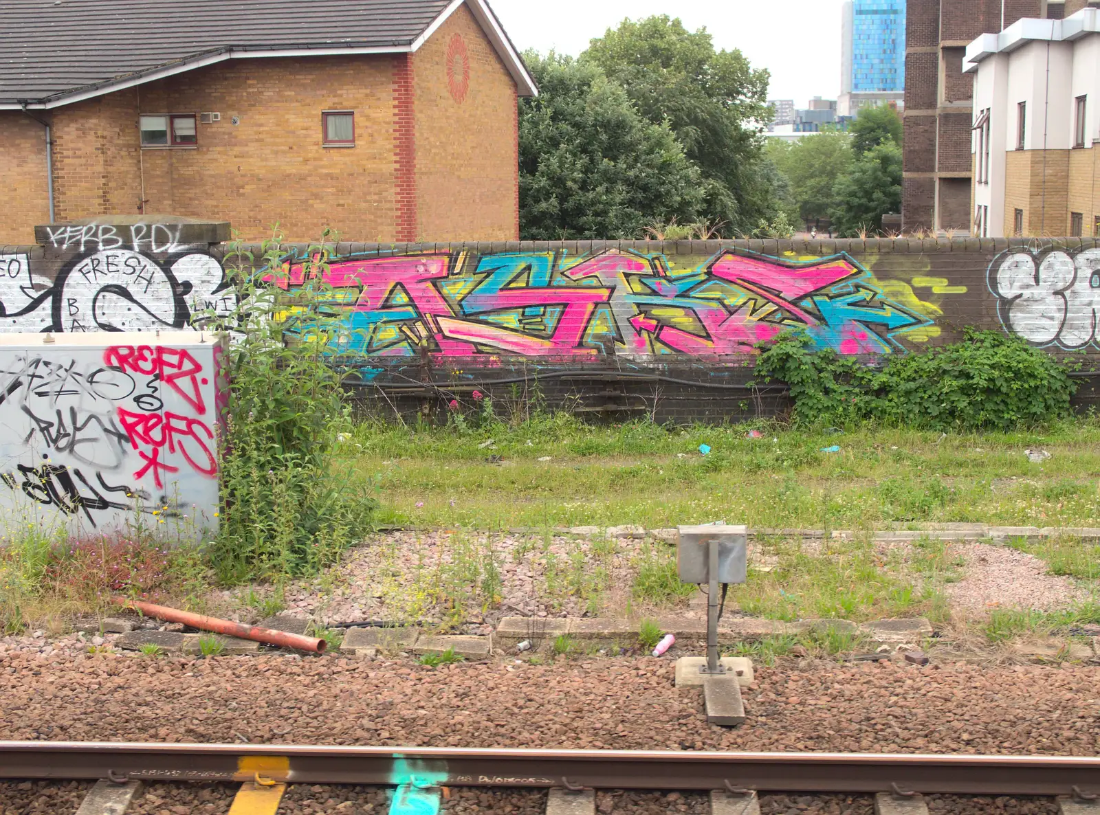 Colourful graffiti tags on a wall, from A Trip to Norwich and Diss Markets, Norfolk - 25th June 2016