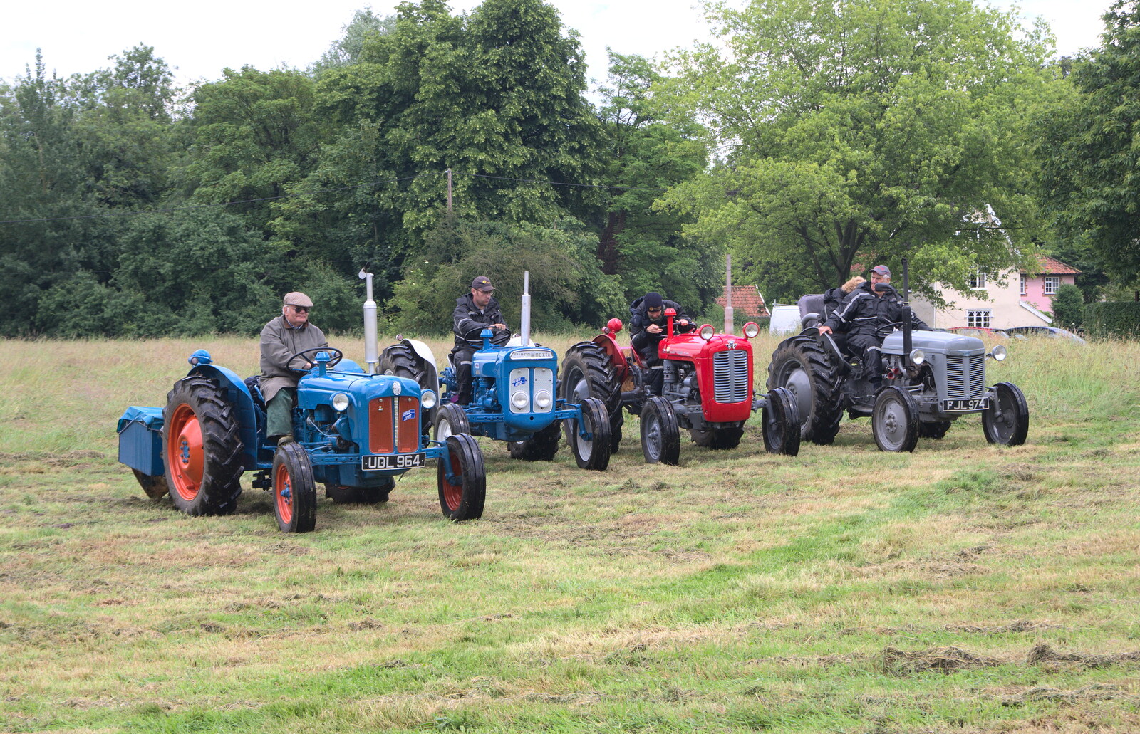 A group of vintage tractors from Thrandeston Pig, Little Green, Thrandeston, Suffolk - 26th June 2016