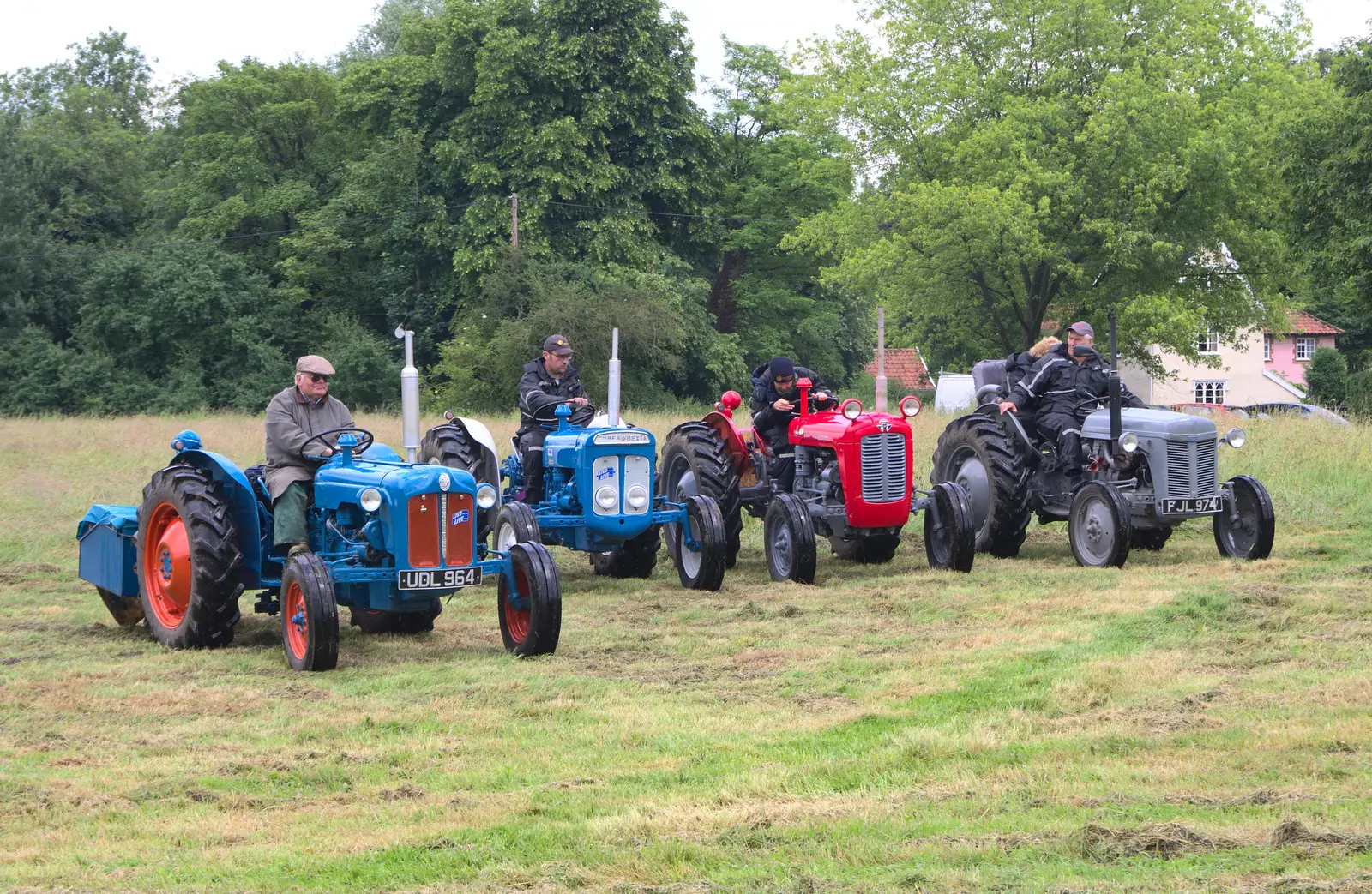 A group of vintage tractors, from Thrandeston Pig, Little Green, Thrandeston, Suffolk - 26th June 2016