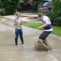 Matthew jumps into puddles, Thrandeston Pig, Little Green, Thrandeston, Suffolk - 26th June 2016