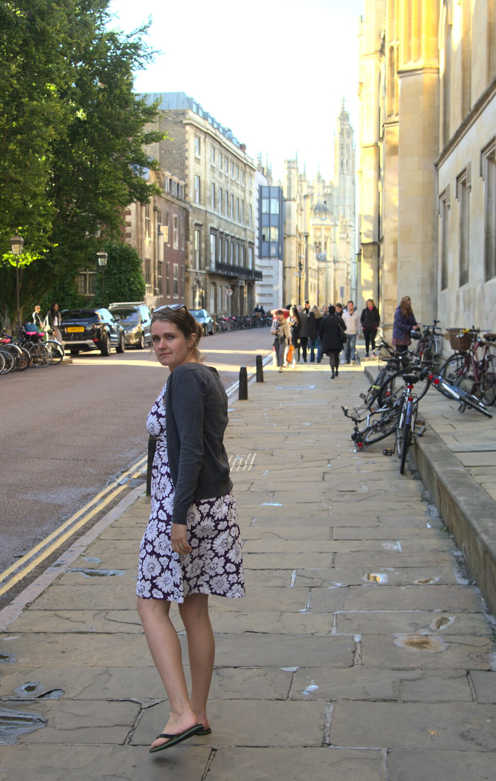 Back in the 'Bridge: an Anniversary, Cambridge - 3rd July 2016: Isobel looks round on Trumpington Street