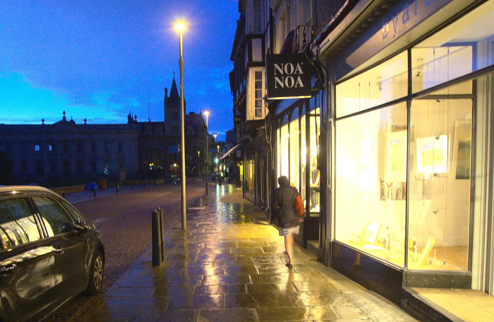 Isobel on the wet pavements of King's Parade, from Back in the 'Bridge: an Anniversary, Cambridge - 3rd July 2016