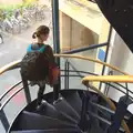 Isobel on the spiral stairs of 'staircase 4', Back in the 'Bridge: an Anniversary, Cambridge - 3rd July 2016