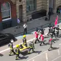 The parade moves past the old library, Harry's Sports Day and a London March, Southwark and Eye, Suffolk - 7th July 2016