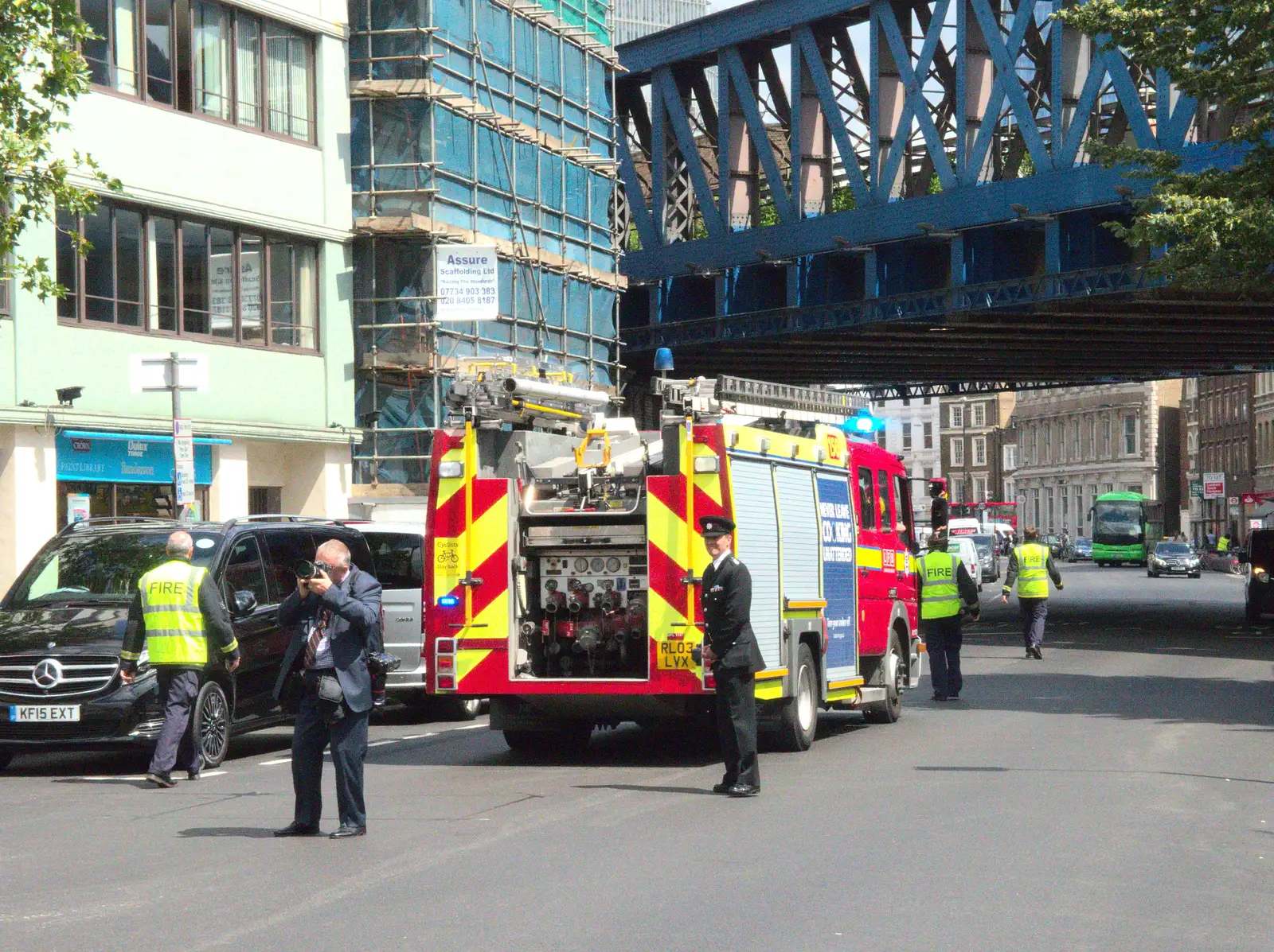 A fire engine waits on Southwark Street, from Harry's Sports Day and a London March, Southwark and Eye, Suffolk - 7th July 2016