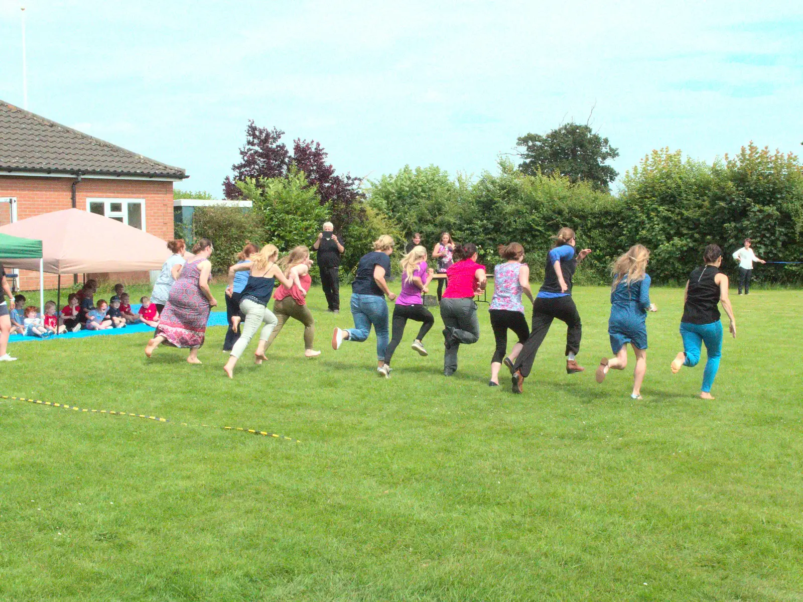 The parents' race in full flow, from Harry's Sports Day and a London March, Southwark and Eye, Suffolk - 7th July 2016