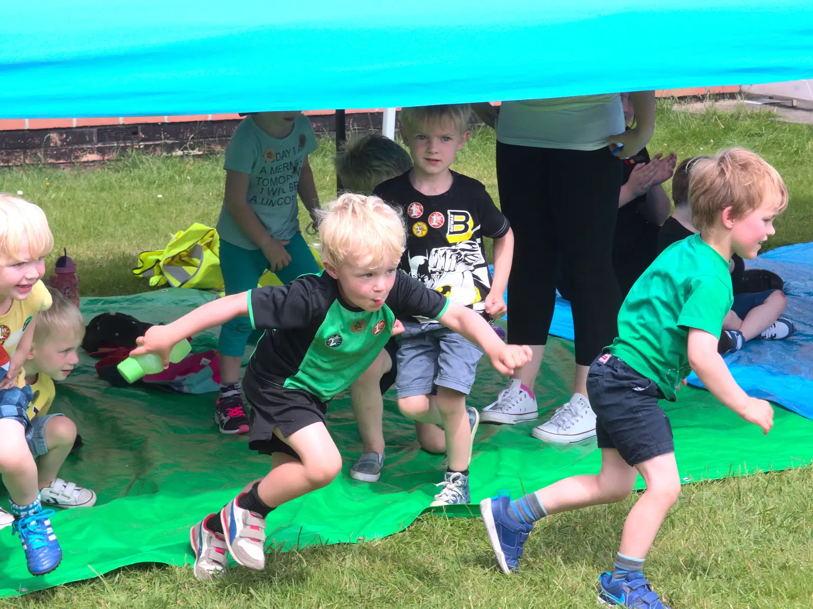 Jacob and Harry run off, from Harry's Sports Day and a London March, Southwark and Eye, Suffolk - 7th July 2016