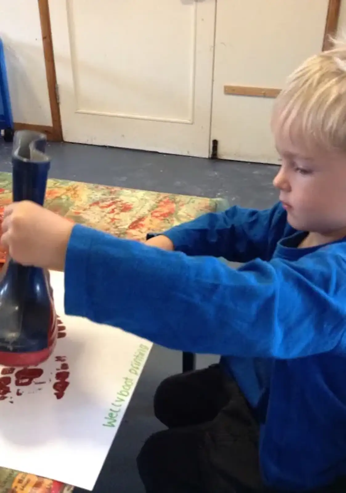 Welly boot printing, from Harry's Nursery Life, Mulberry Bush, Eye, Suffolk - 8th July 2016