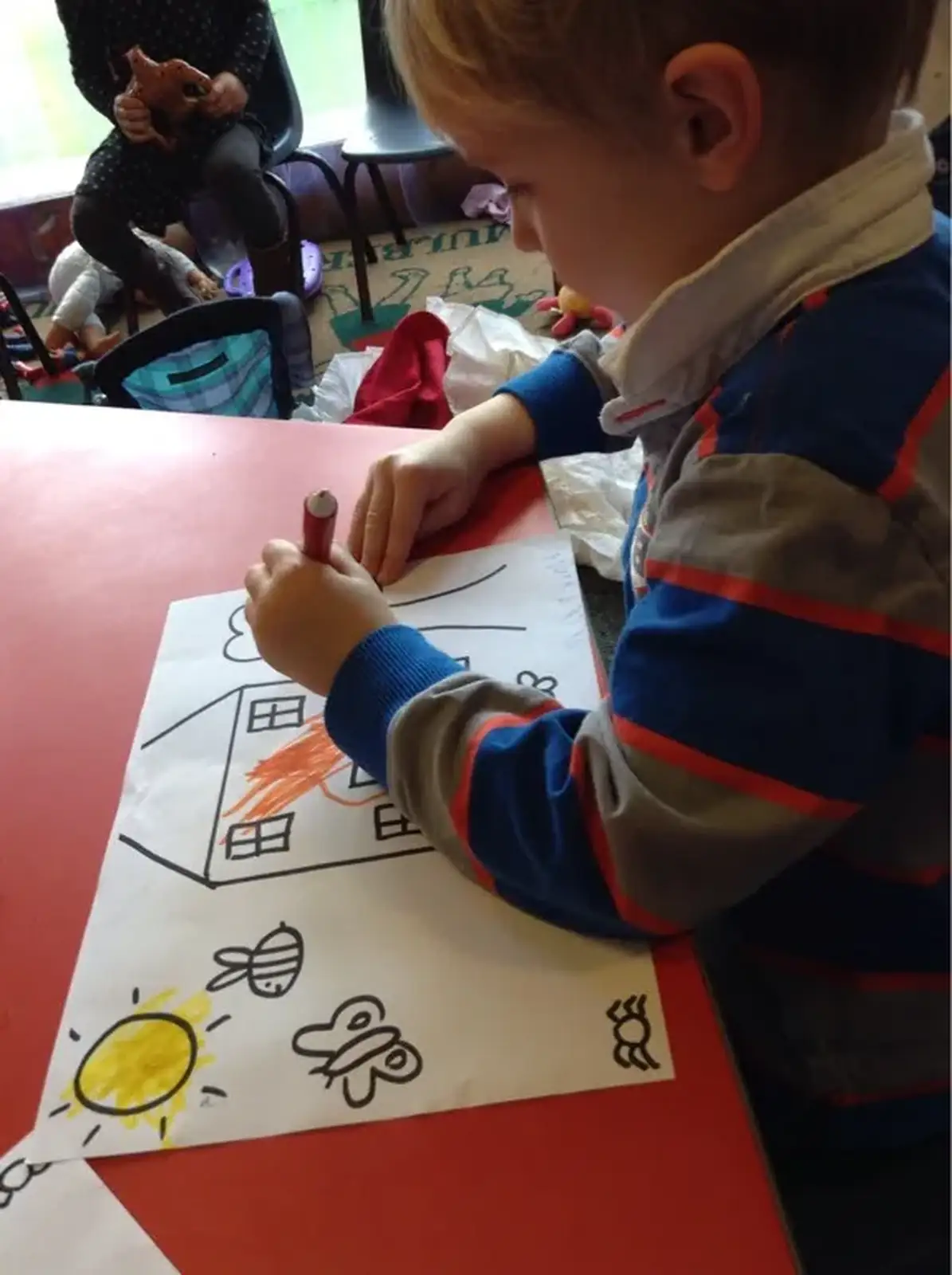 Harry does some colouring in, from Harry's Nursery Life, Mulberry Bush, Eye, Suffolk - 8th July 2016