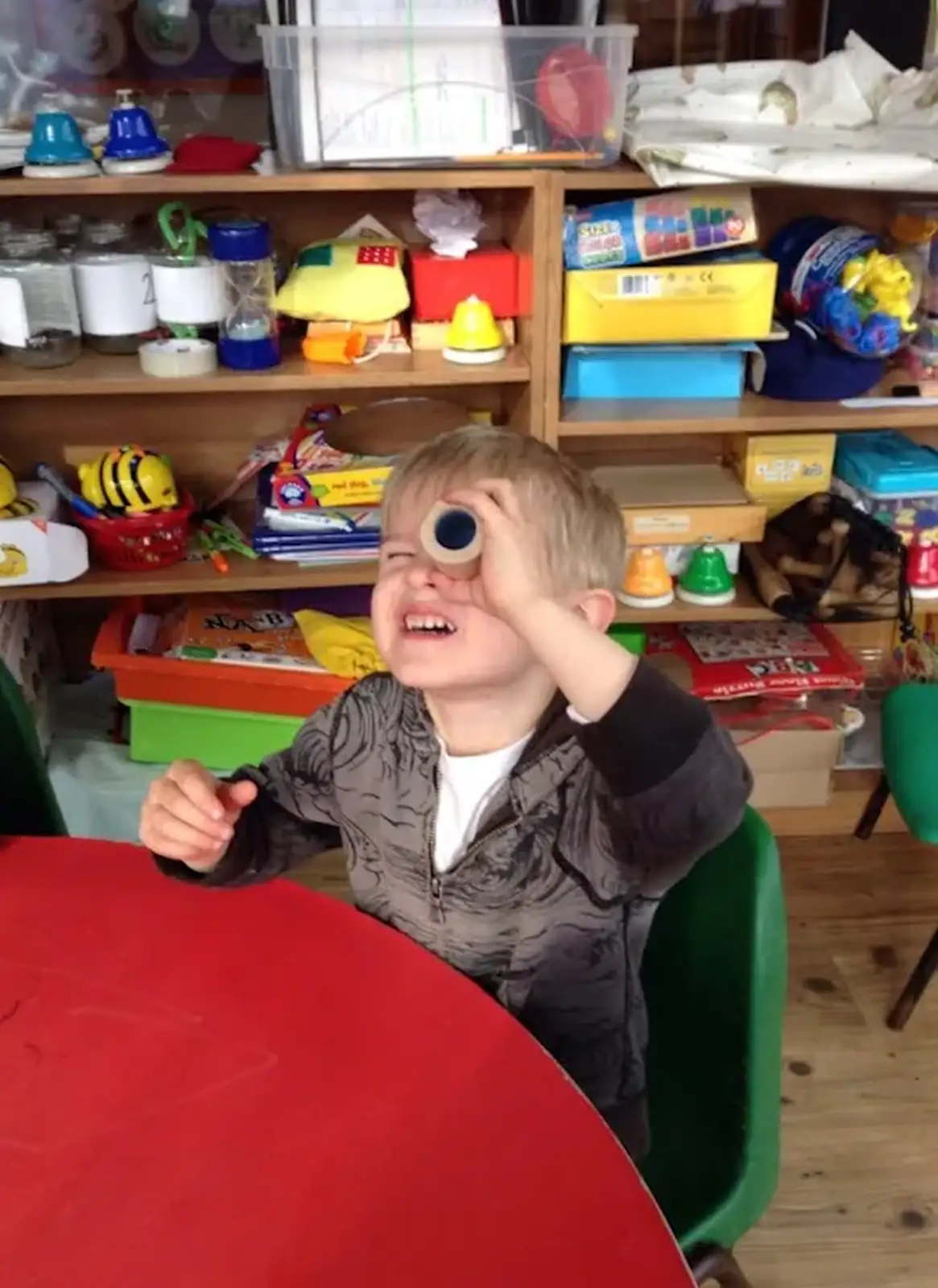 Harry's got a peeper-scope, from Harry's Nursery Life, Mulberry Bush, Eye, Suffolk - 8th July 2016