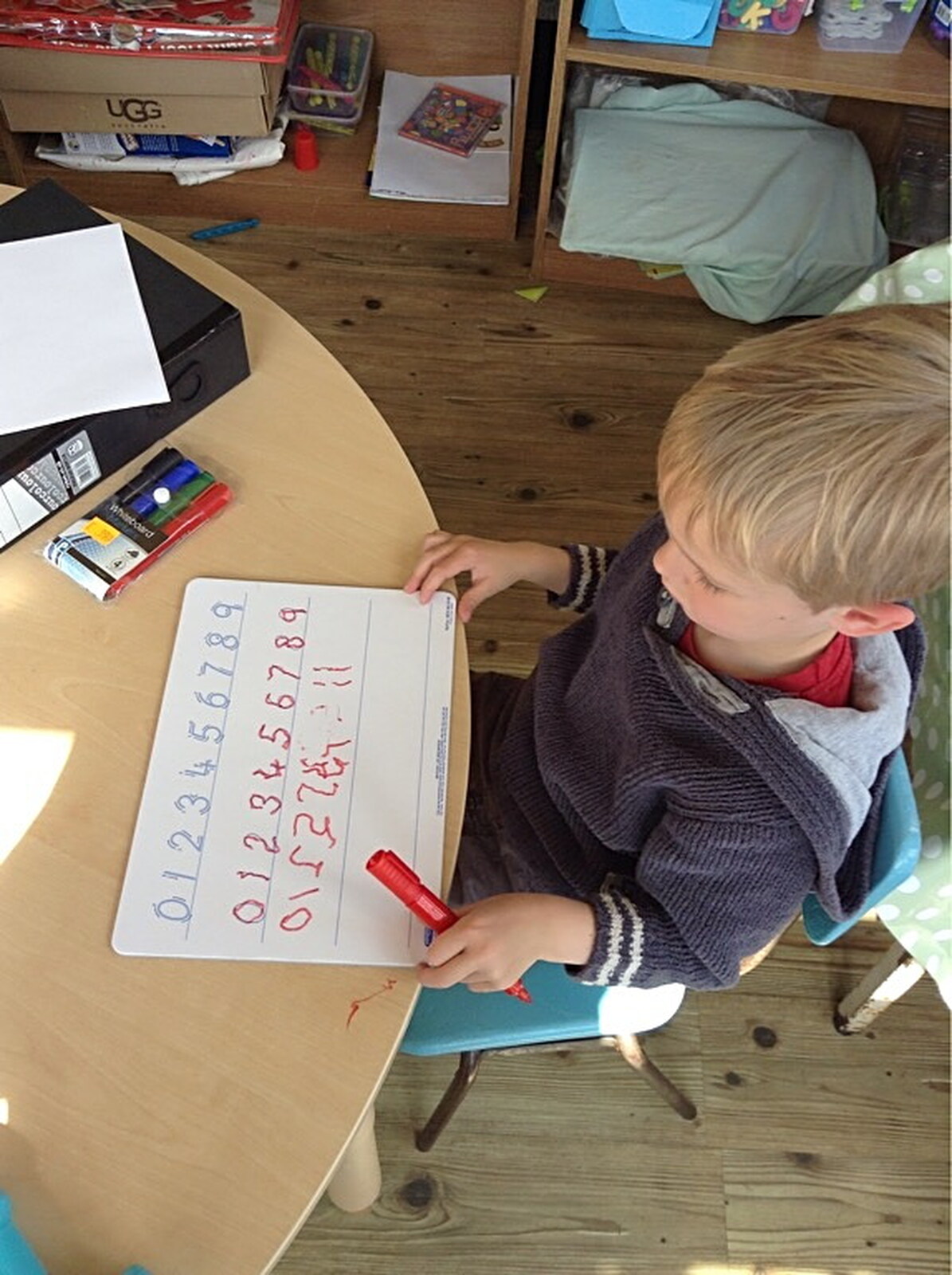 Harry learns to write numbers from Harry's Nursery Life, Mulberry Bush, Eye, Suffolk - 8th July 2016