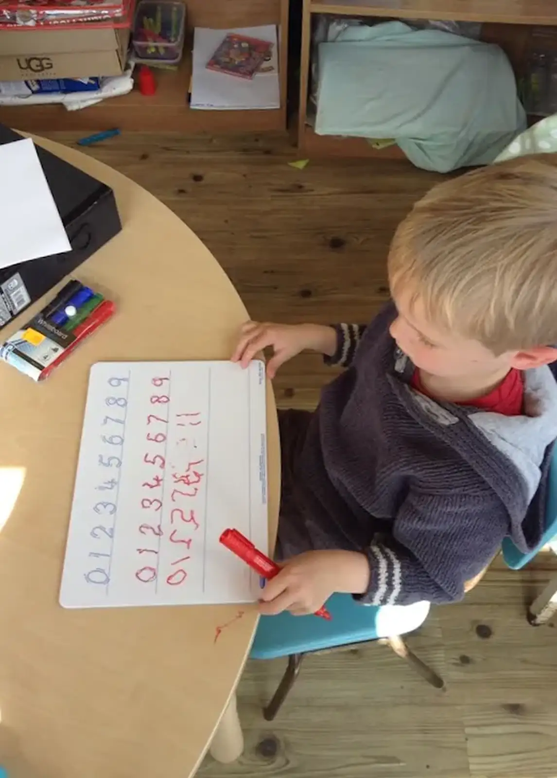 Harry learns to write numbers, from Harry's Nursery Life, Mulberry Bush, Eye, Suffolk - 8th July 2016