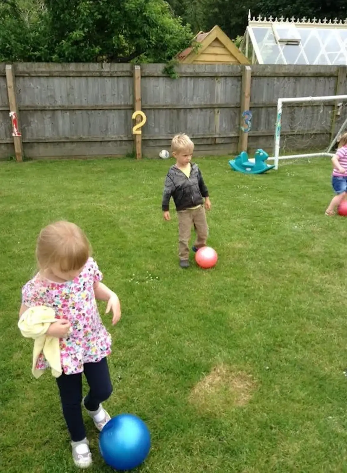 There's a game of kickabout in the garden, from Harry's Nursery Life, Mulberry Bush, Eye, Suffolk - 8th July 2016