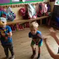 Harry in Mulberry Bush's cloakroom, Harry's Nursery Life, Mulberry Bush, Eye, Suffolk - 8th July 2016