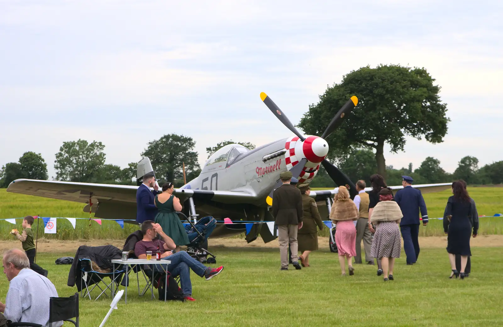 A group wanders off to see Marinell, from "Our Little Friends" Warbirds Hangar Dance, Hardwick, Norfolk - 9th July 2016