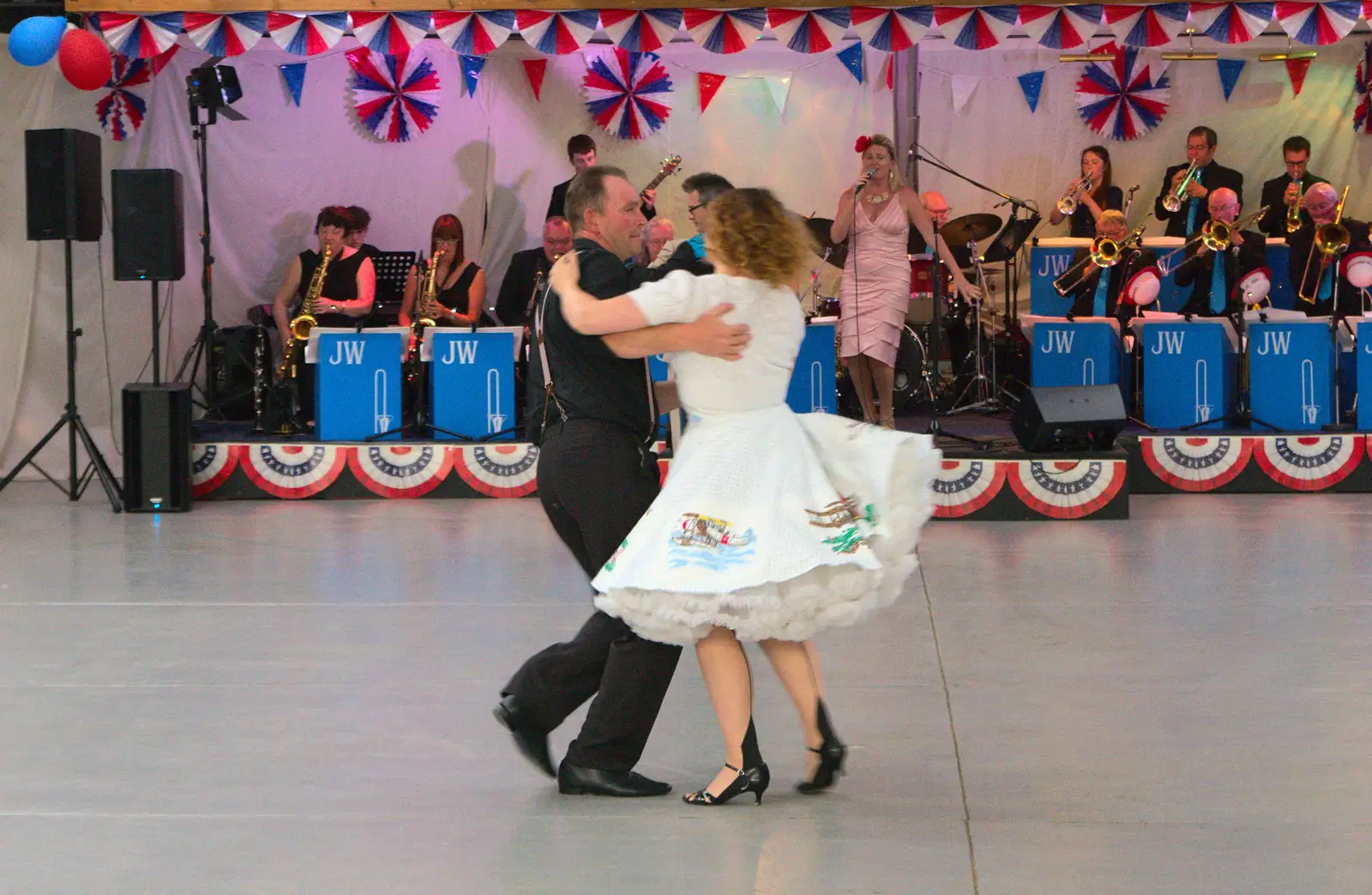 The first dancers take to the floor, from "Our Little Friends" Warbirds Hangar Dance, Hardwick, Norfolk - 9th July 2016