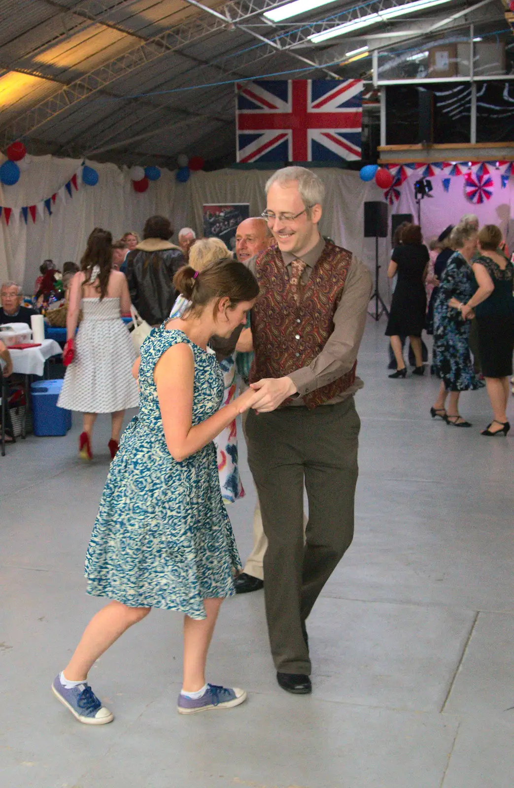 Isobel gets a quick dancing lesson, from "Our Little Friends" Warbirds Hangar Dance, Hardwick, Norfolk - 9th July 2016