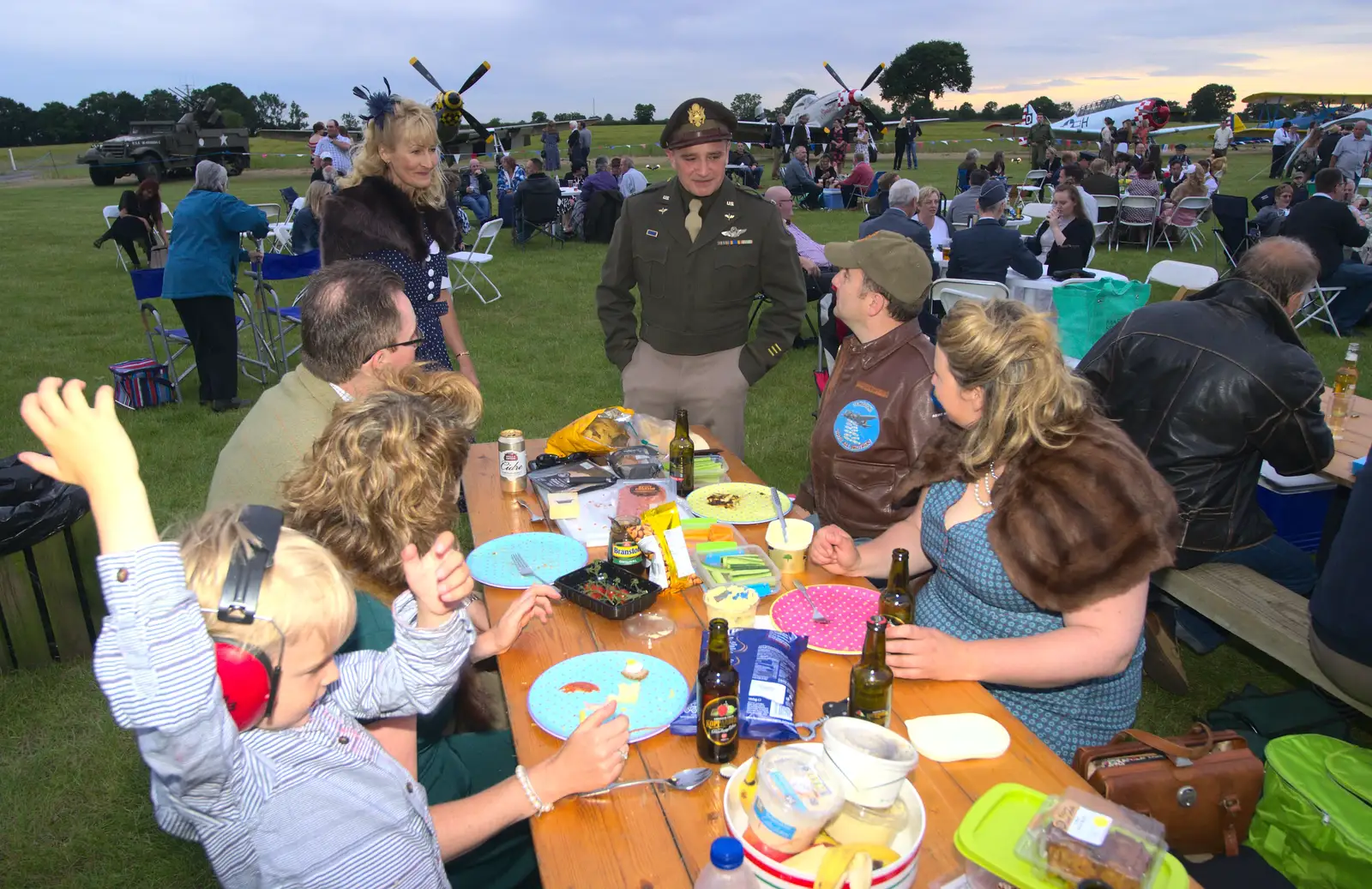 Harry waves his arms around, from "Our Little Friends" Warbirds Hangar Dance, Hardwick, Norfolk - 9th July 2016