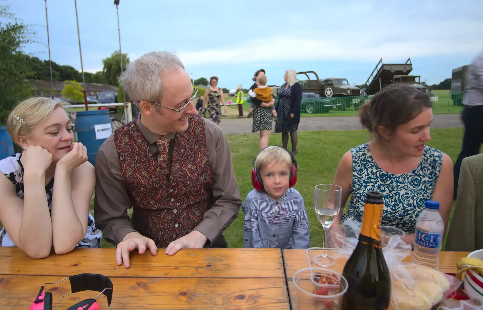 Dawn, Paul and Harry, from "Our Little Friends" Warbirds Hangar Dance, Hardwick, Norfolk - 9th July 2016