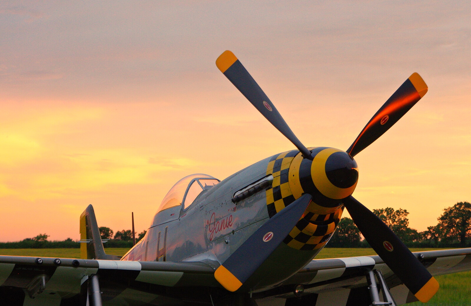 Janie in the sunset from "Our Little Friends" Warbirds Hangar Dance, Hardwick, Norfolk - 9th July 2016
