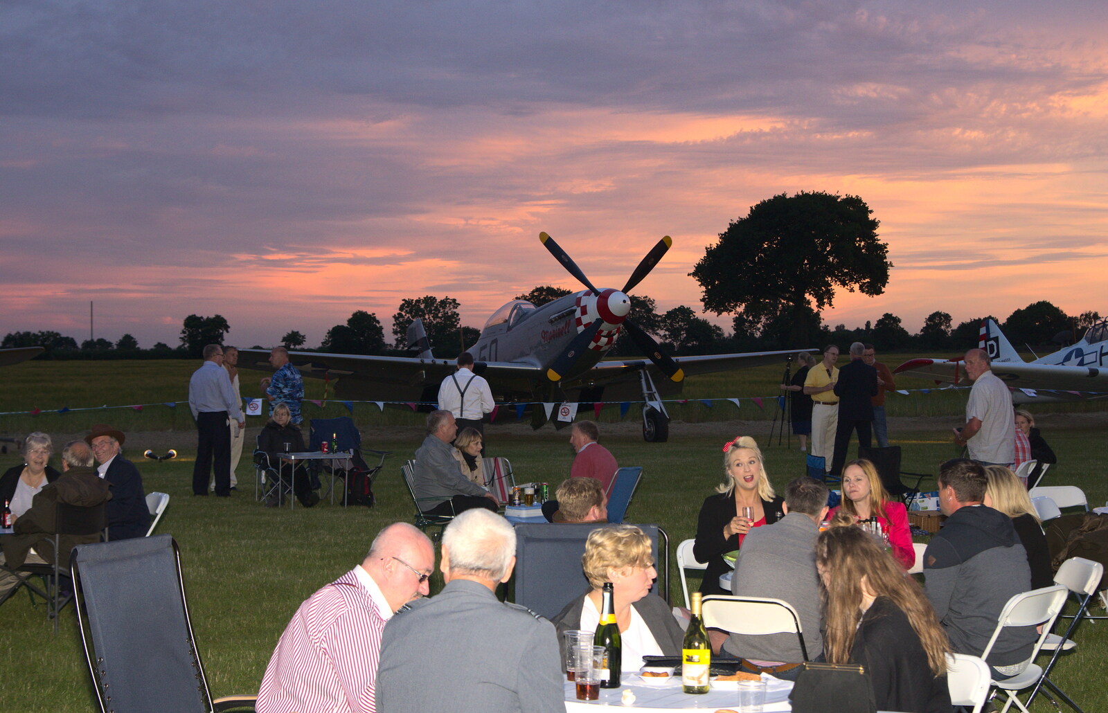 Picnicers in the evening from "Our Little Friends" Warbirds Hangar Dance, Hardwick, Norfolk - 9th July 2016
