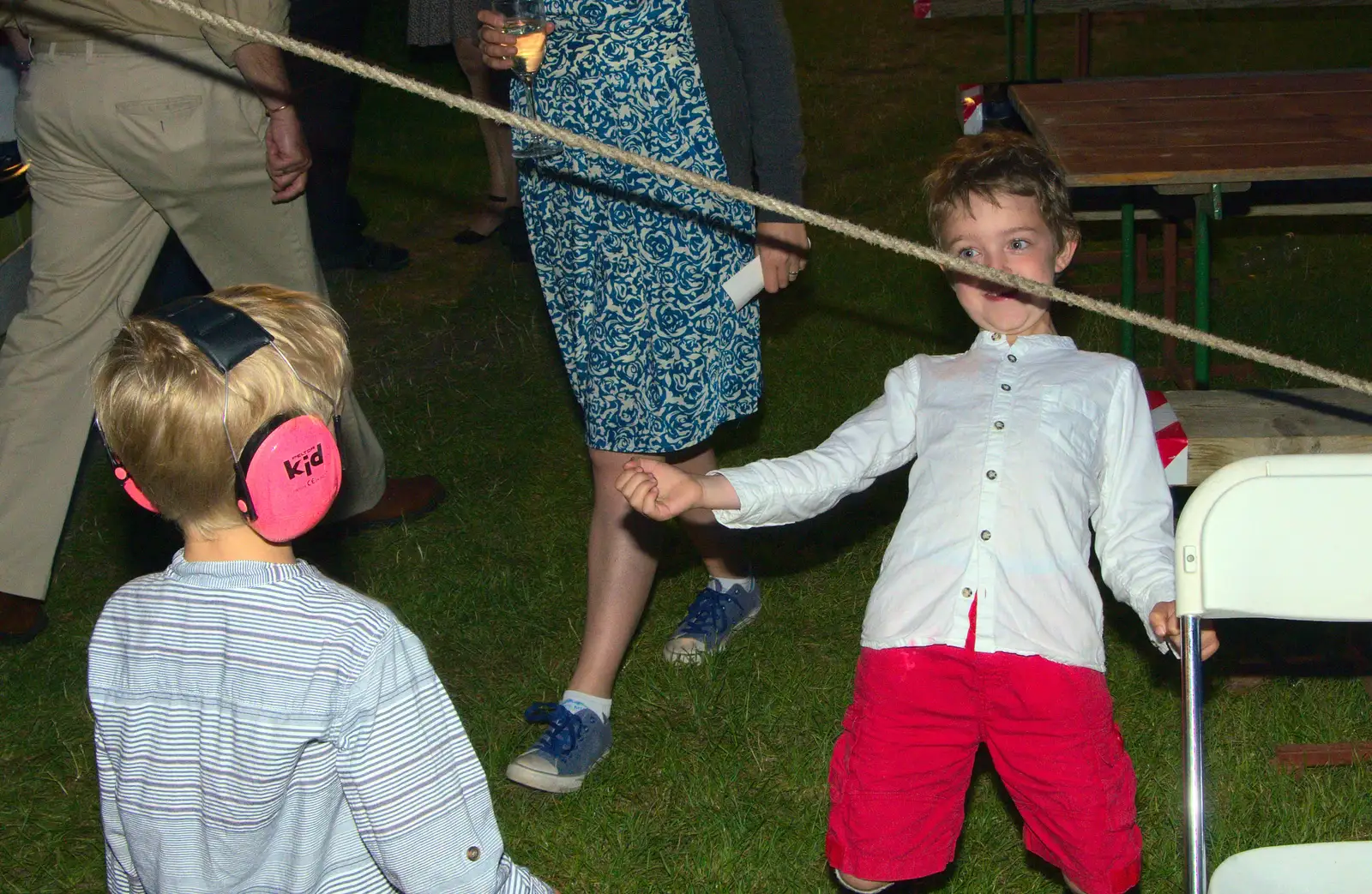 Harry and Fred do some limbo, from "Our Little Friends" Warbirds Hangar Dance, Hardwick, Norfolk - 9th July 2016