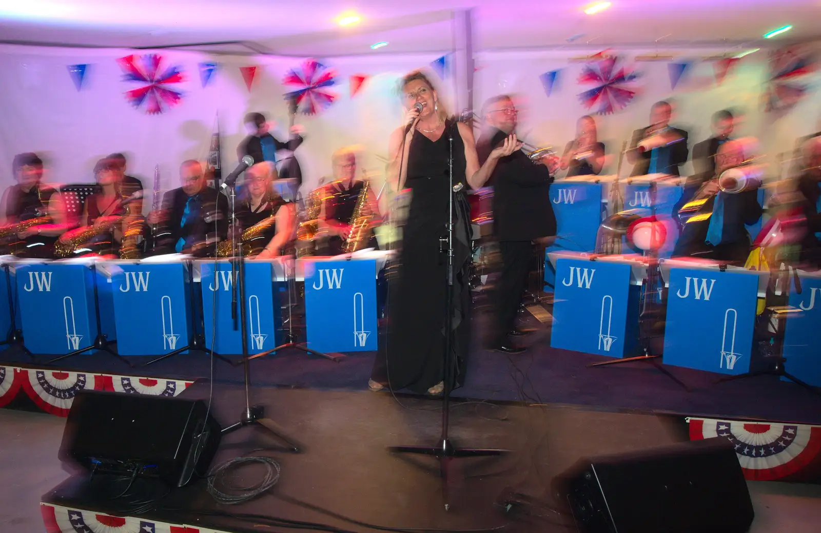 A guest singer does 'Berkeley Square', from "Our Little Friends" Warbirds Hangar Dance, Hardwick, Norfolk - 9th July 2016