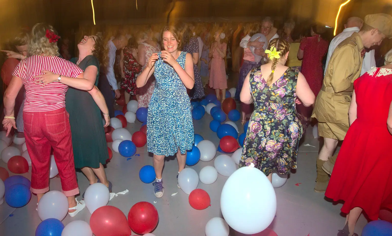 Isobel dances among the balloons, from "Our Little Friends" Warbirds Hangar Dance, Hardwick, Norfolk - 9th July 2016