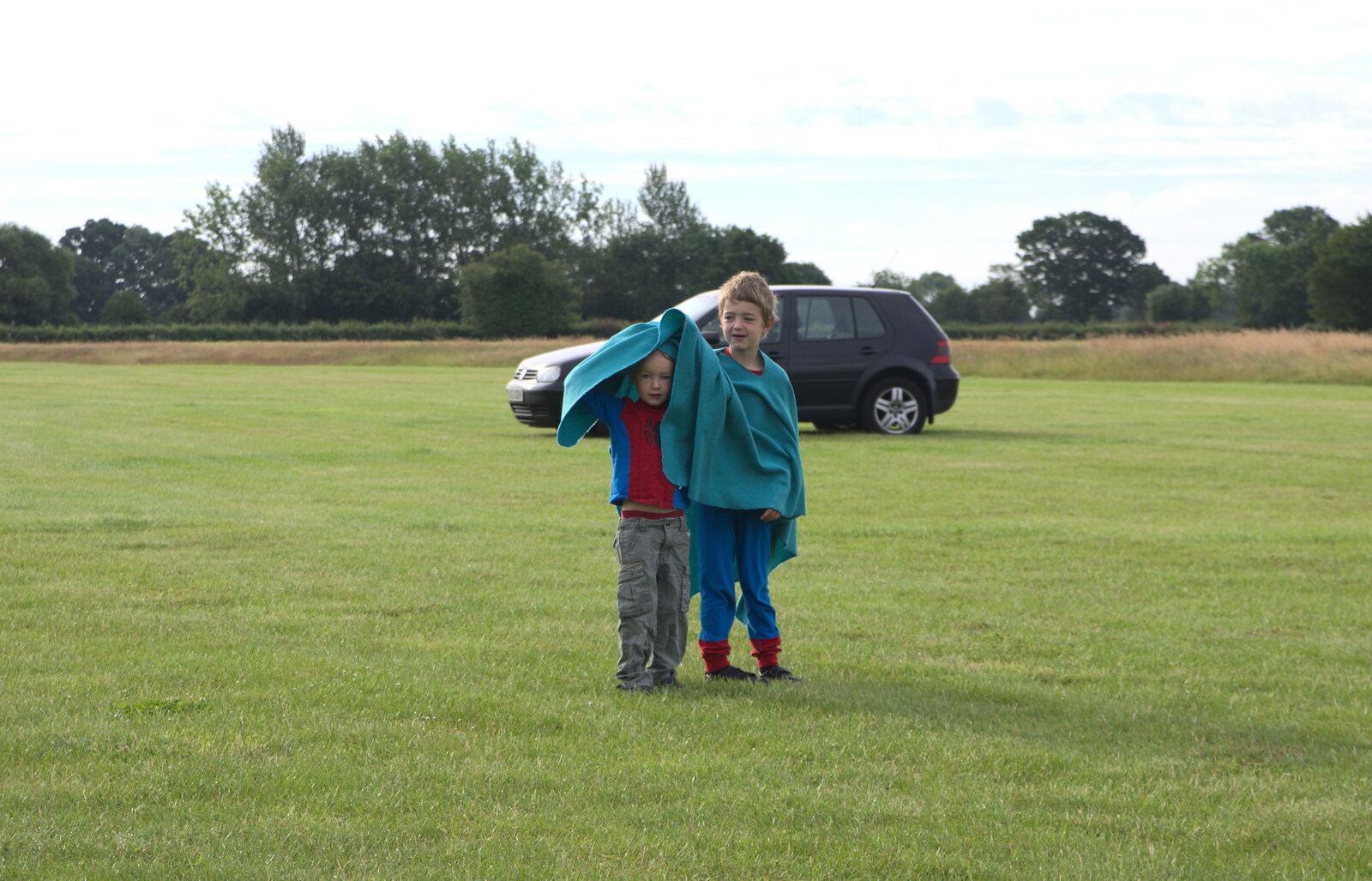 The boys under a blanket from "Our Little Friends" Warbirds Hangar Dance, Hardwick, Norfolk - 9th July 2016