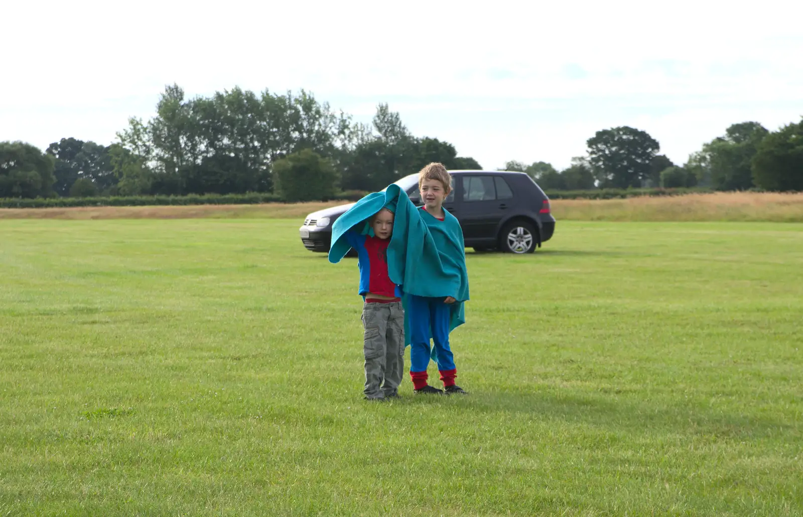 The boys under a blanket, from "Our Little Friends" Warbirds Hangar Dance, Hardwick, Norfolk - 9th July 2016