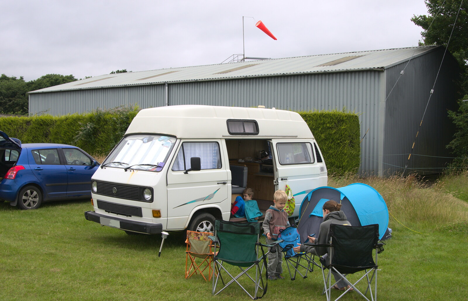 Camping by the van, on the runway from "Our Little Friends" Warbirds Hangar Dance, Hardwick, Norfolk - 9th July 2016