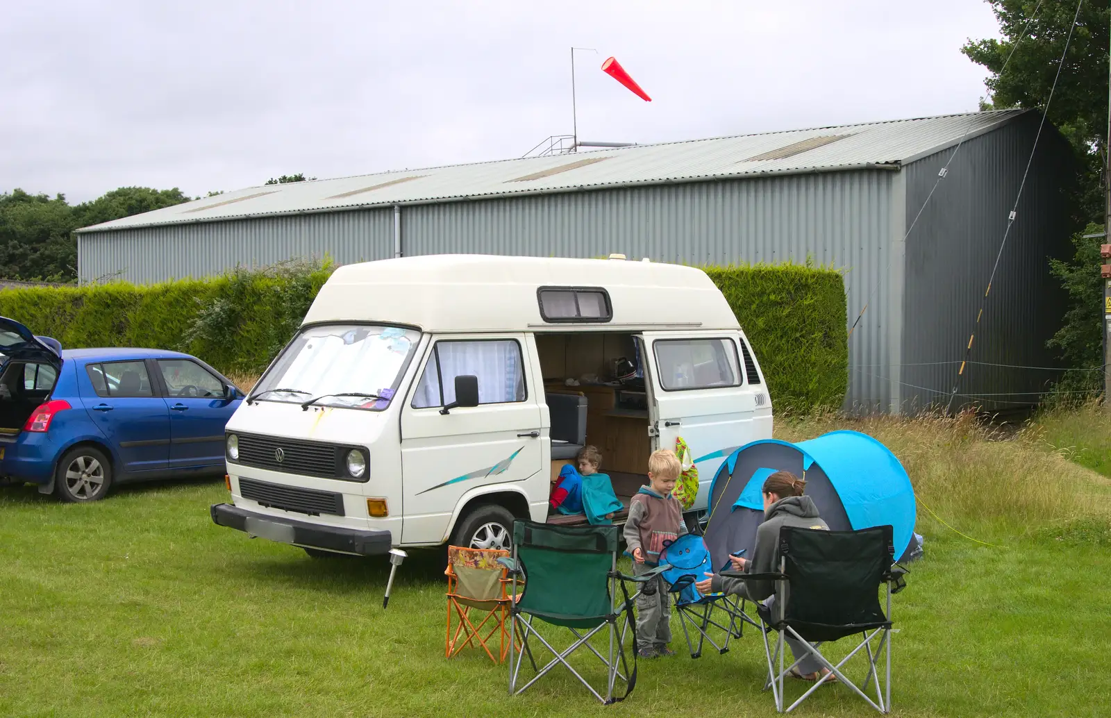 Camping by the van, on the runway, from "Our Little Friends" Warbirds Hangar Dance, Hardwick, Norfolk - 9th July 2016