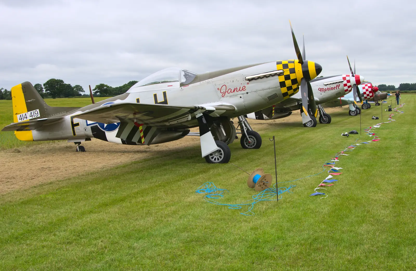 Janie the Mustang and the other planes, from "Our Little Friends" Warbirds Hangar Dance, Hardwick, Norfolk - 9th July 2016