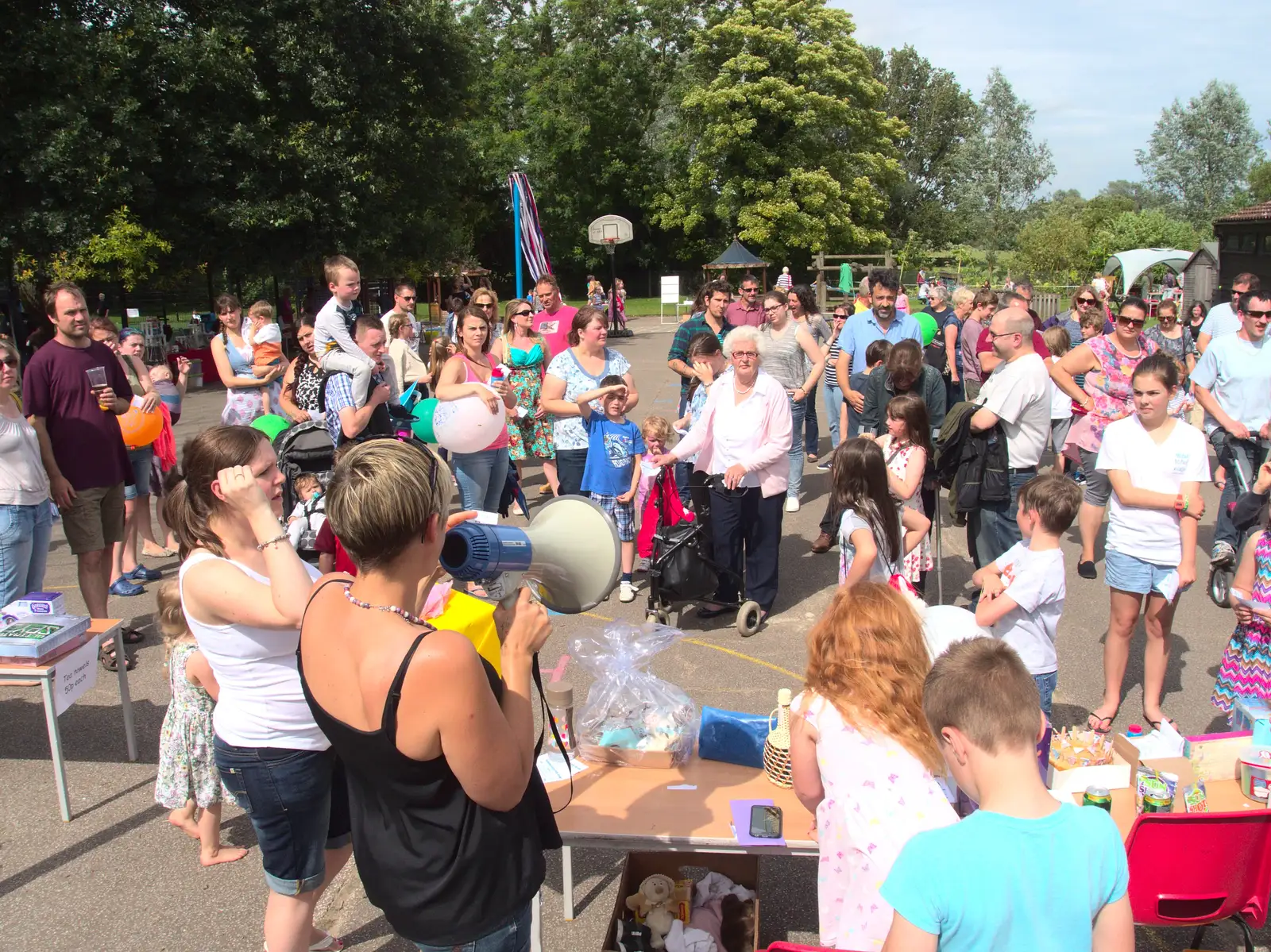 There's quite a crowd on the playground, from Eye Primary Summer Fayre, Eye, Suffolk - 9th July 2016