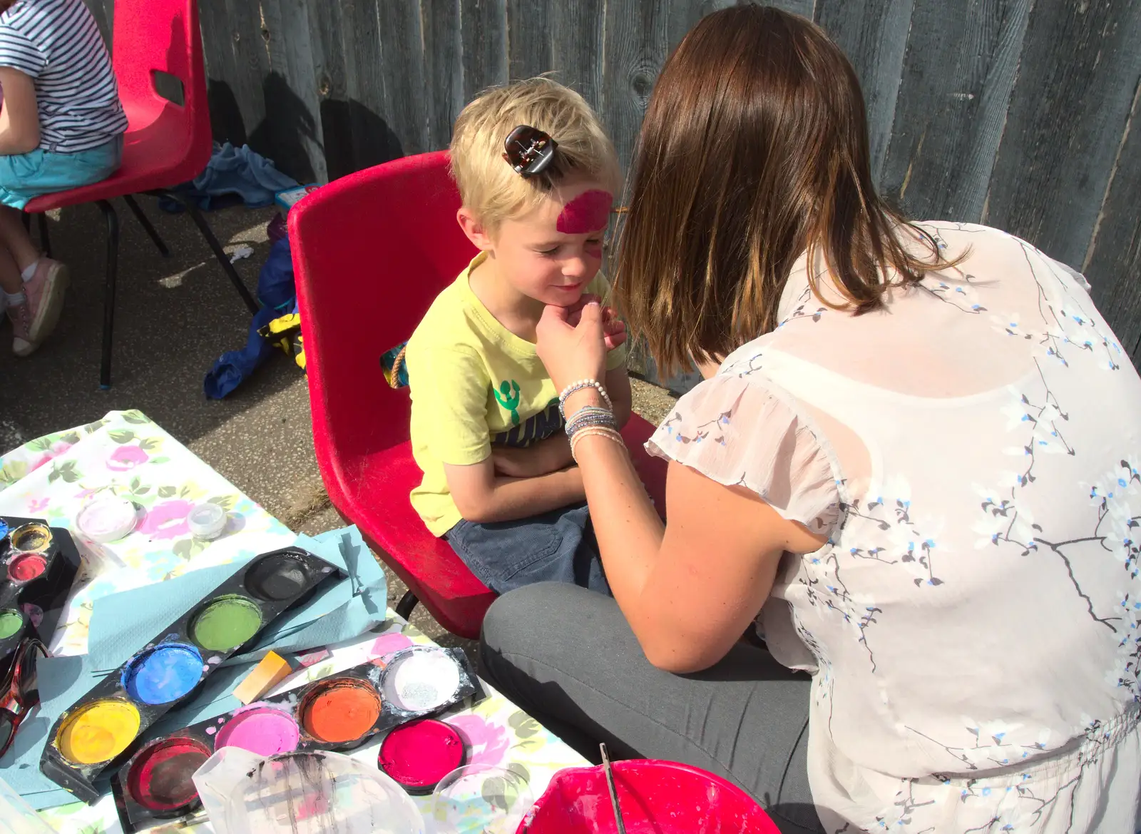 Harry gets his face painted, from Eye Primary Summer Fayre, Eye, Suffolk - 9th July 2016