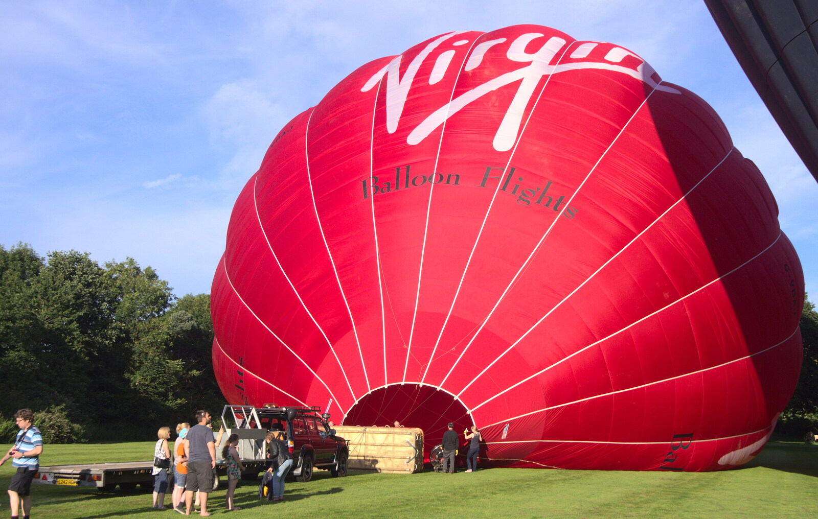 A Virgin balloon inflates from Fred's Camping, Curry and the Closing of B&Q, Thetford, Diss  and Ipswich - 16th July 2016