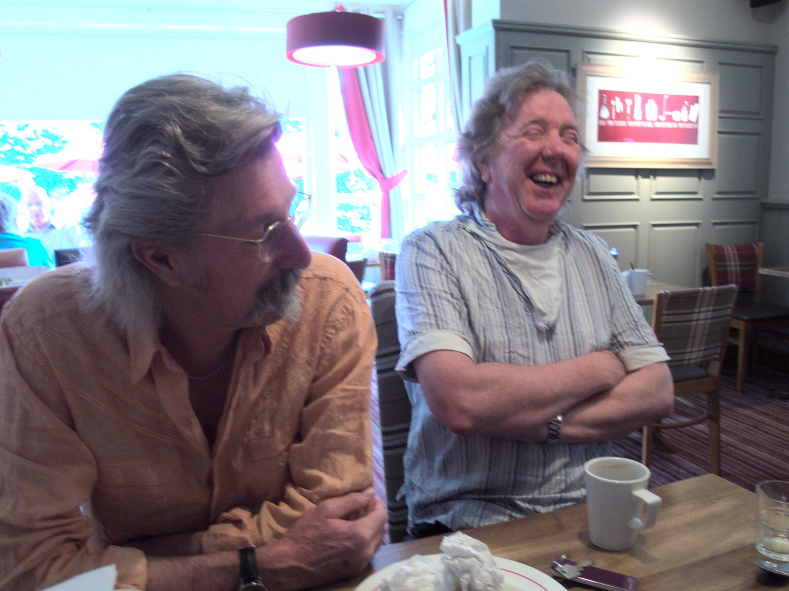 Max has a laff at breakfast, before the end from The BBs' Last Tango in Tewkesbury, Middle Stanley, Gloucestershire - 23rd July 2016
