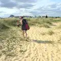 Isobel in the dunes at Southwold Harbour, A Short Trip to Southwold, Suffolk - 24th July 2016