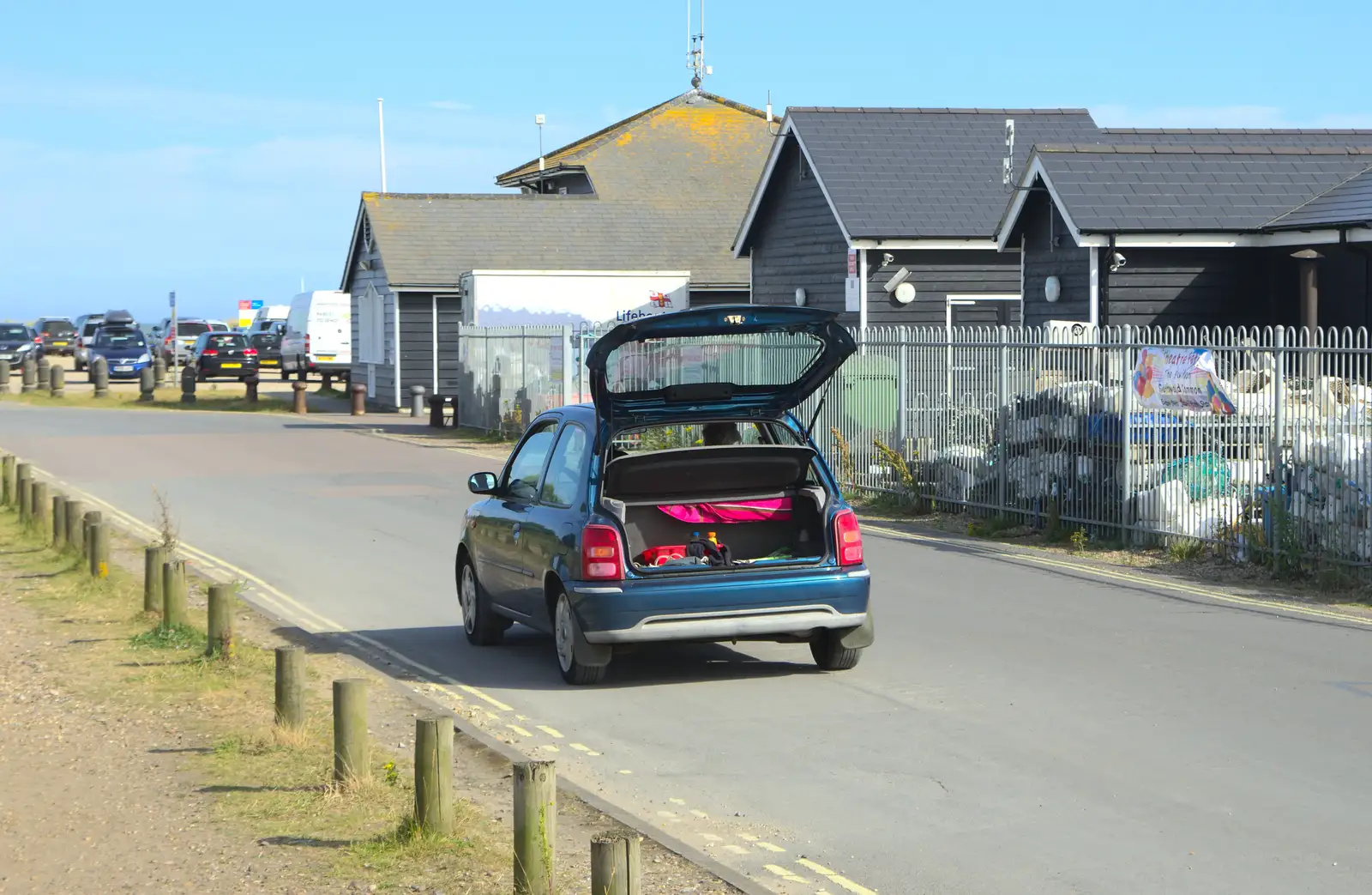 Driving along with the boot open, from A Short Trip to Southwold, Suffolk - 24th July 2016